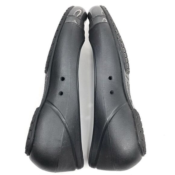 CROCS Gianna Alice Black Flexible Patent Cap Toe Rubber Ballet Flats - Picture 5 of 11